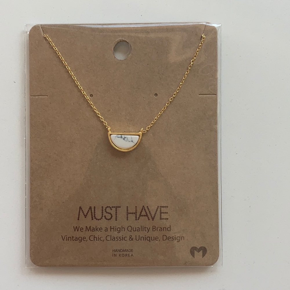 2/$15 - Half moon gold/marble layering necklace